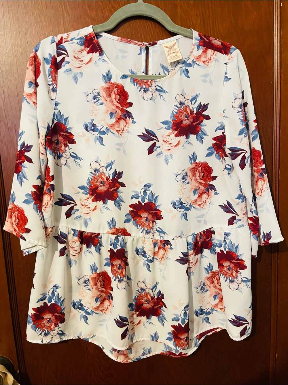 Faded Glory Floral Peplum Top Size S (4-6)